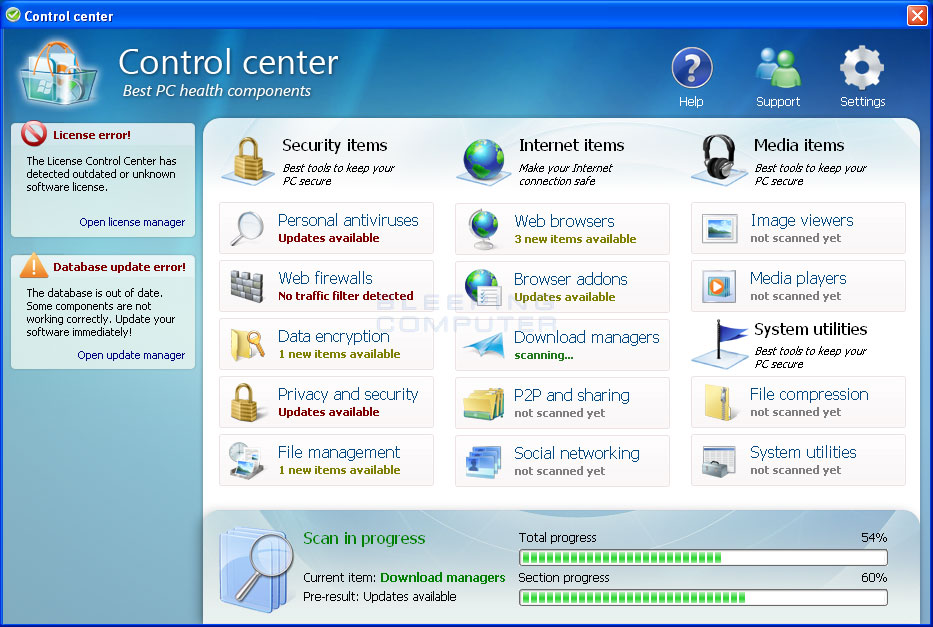 An example of a virus disguising itself as virus protection software